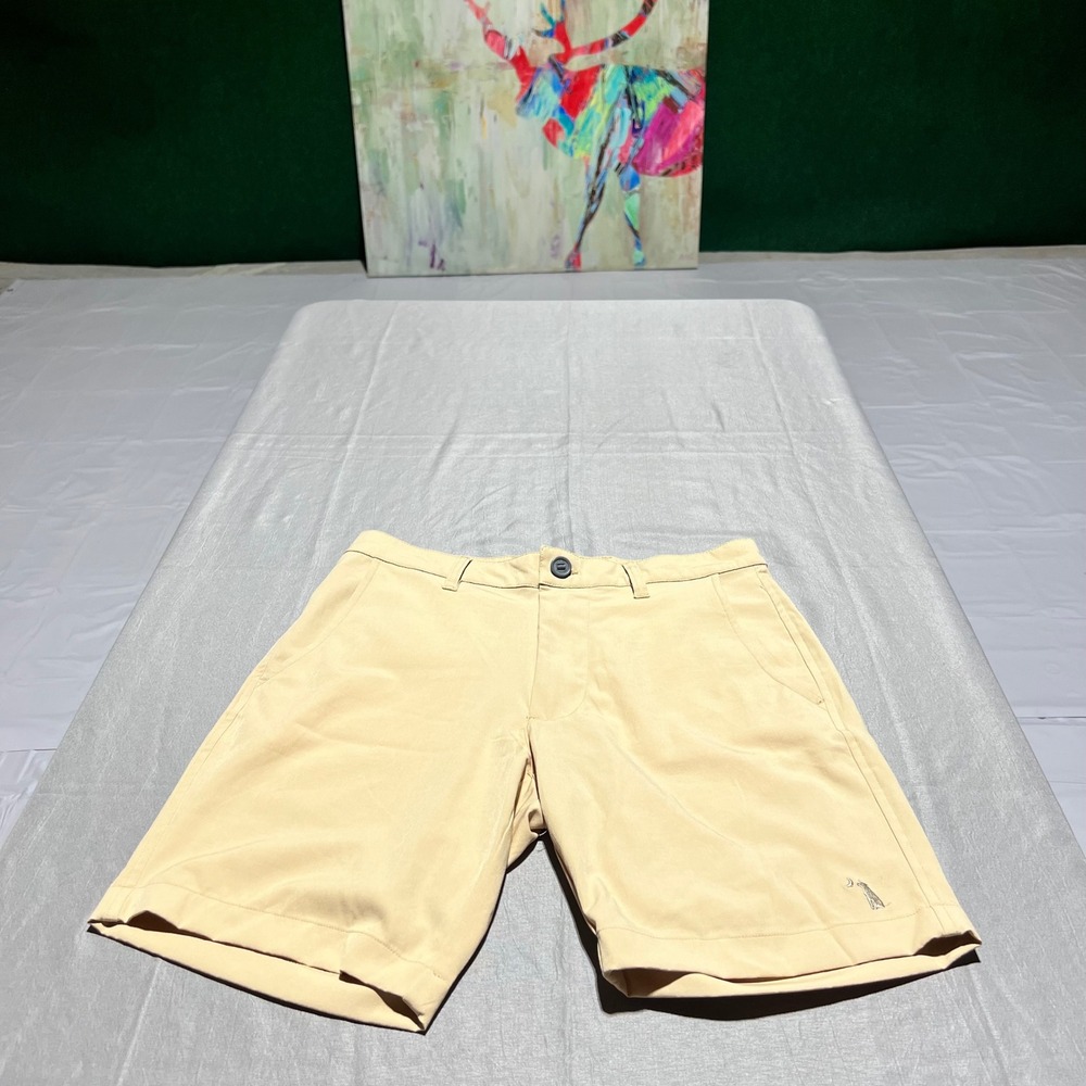 Local Boy Outfitters Mens Khaki Performance Stretch Shorts Size 28 Tan Logo